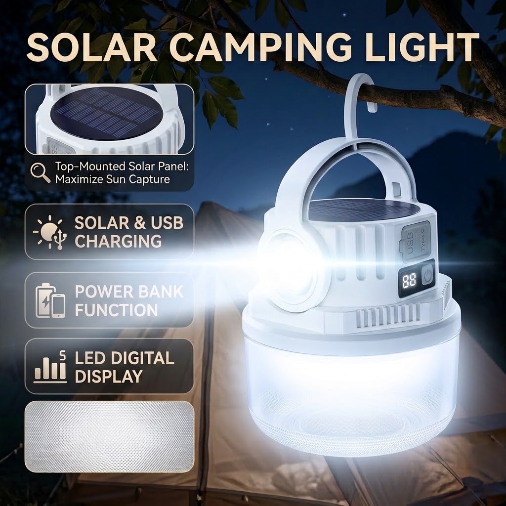 Renewable Energy Generation - Lampada da Campeggio Solare a Doppia